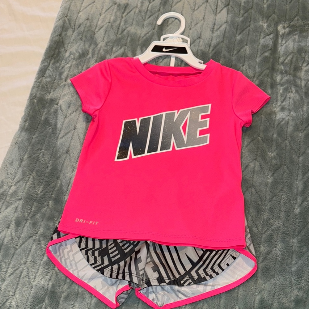 Nike Vibrant Pink Dri-FIT Tee and Shorts